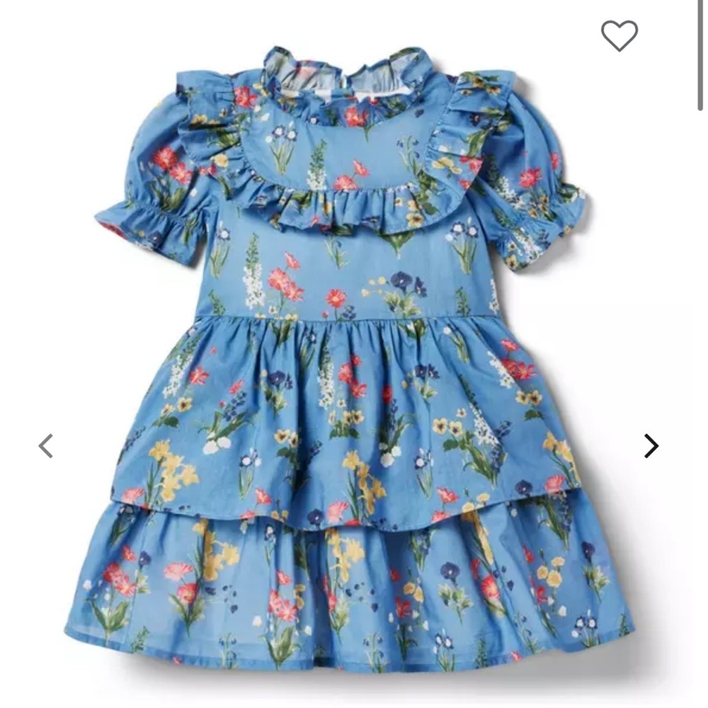 Cotton Floral Blue Ruffle Dress